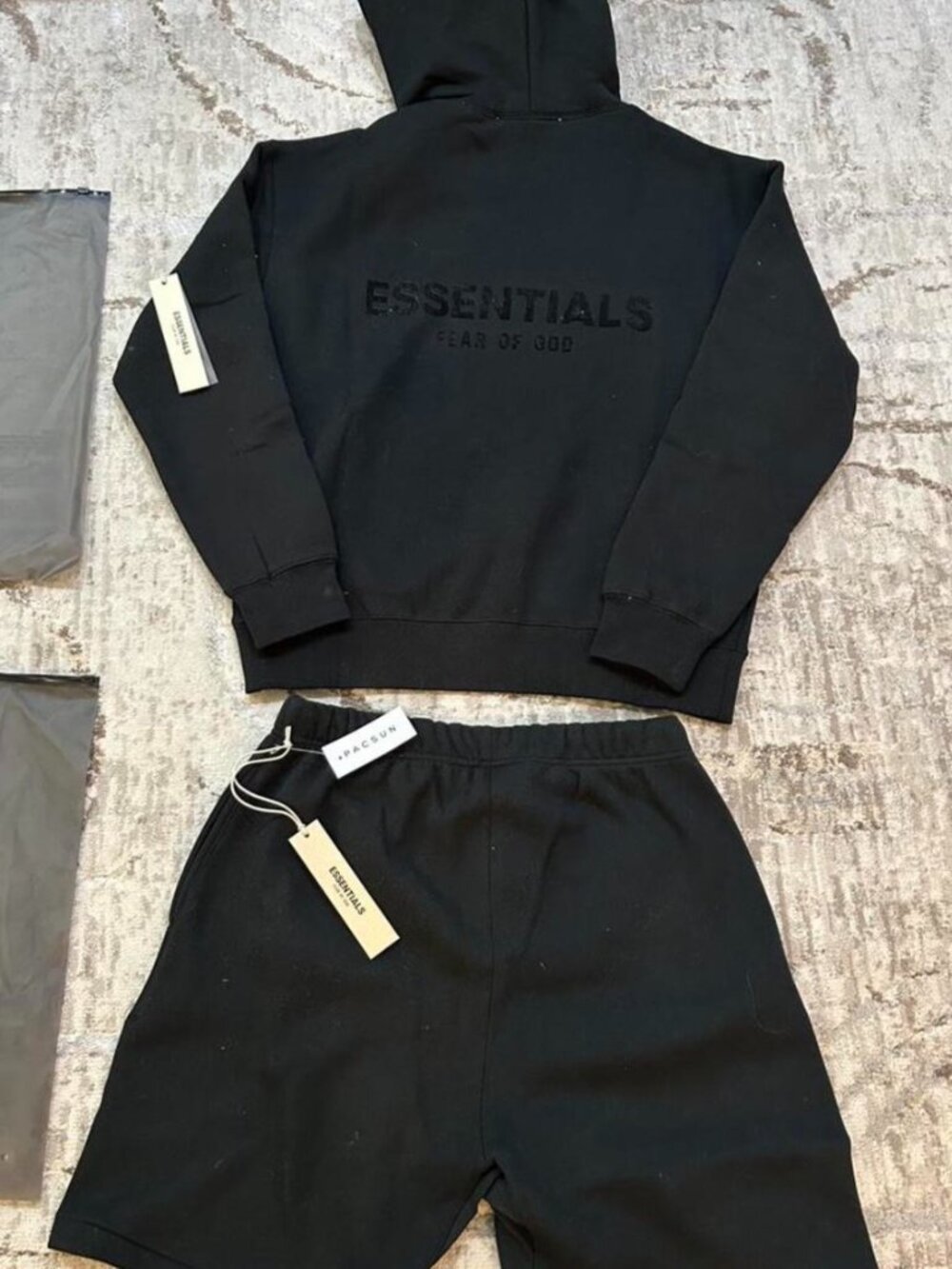Essentials Small new Black Shorts and hoodie set